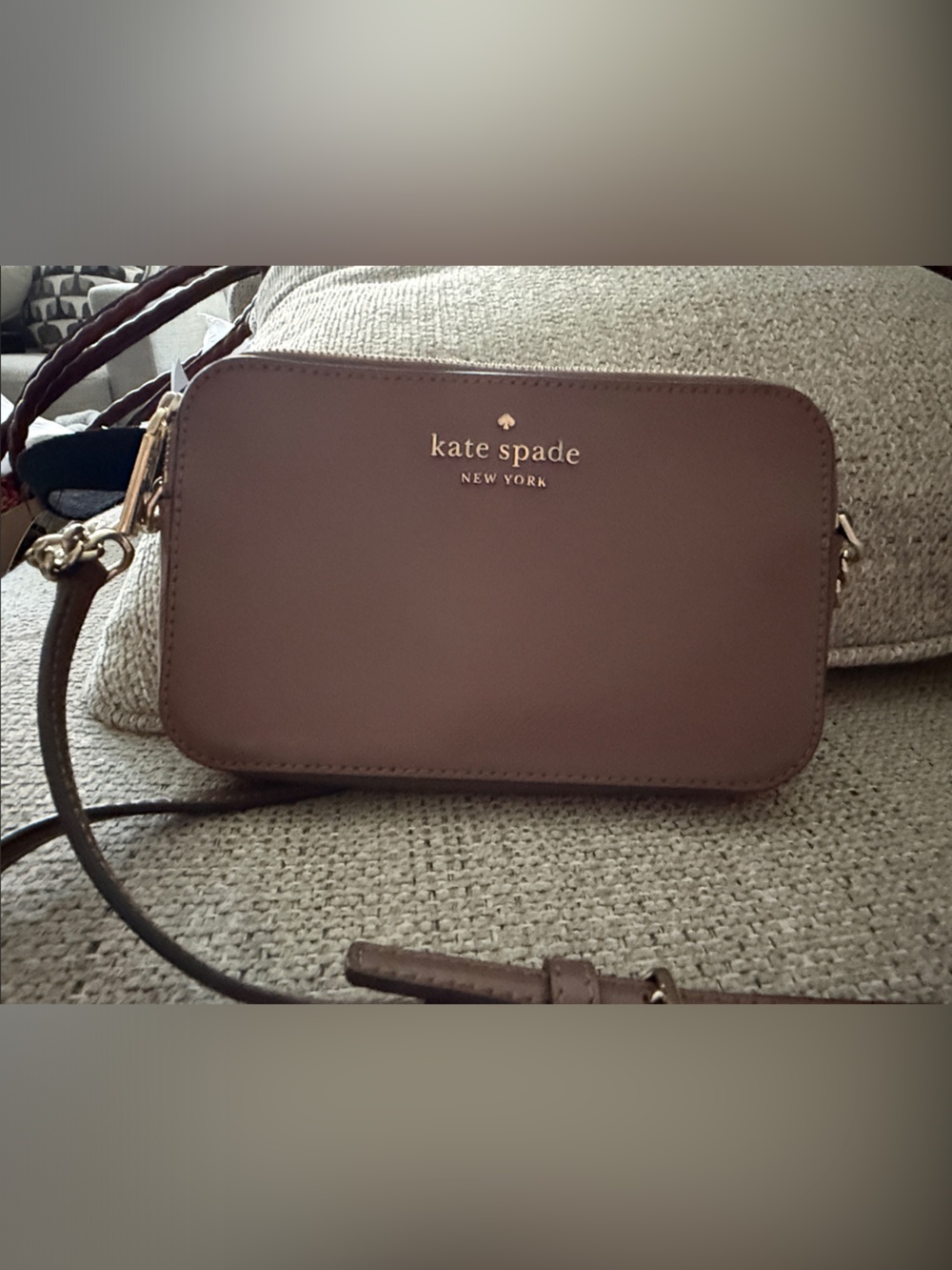 kate spade Mauve Brown Leather Crossbody with Gold Hardware